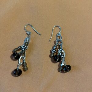 Elegant Silver and Brown Dangle Earrings